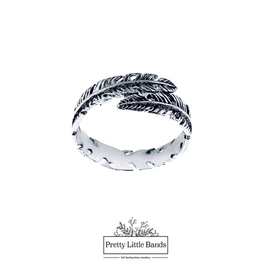 925 Sterling Silver Wrapped In Feather Ring, 14mm | Pretty Little Bands