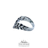 925 Sterling Silver Olive Branch Chevron Ring, 6 x 19mm | Pretty Little Bands
