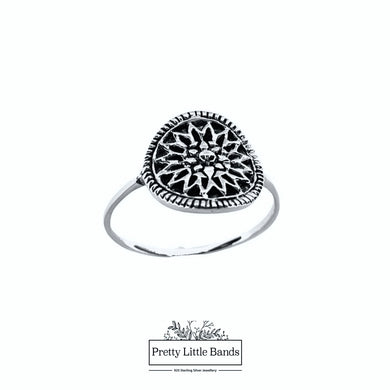 925 Sterling Silver Mandala Ring (large), 13mm | Pretty Little Bands